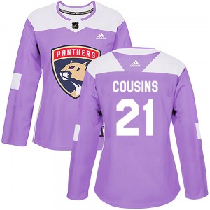 Authentic Adidas Women's Nick Cousins Purple Fights Cancer Practice Jersey - NHL Florida Panthers