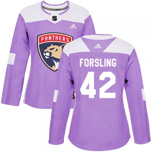 Authentic Adidas Women's Gustav Forsling Purple Fights Cancer Practice Jersey - NHL Florida Panthers