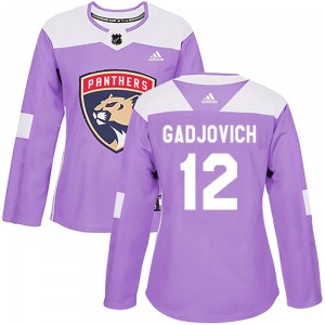 Authentic Adidas Women's Jonah Gadjovich Purple Fights Cancer Practice Jersey - NHL Florida Panthers