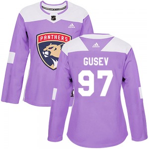 Authentic Adidas Women's Nikita Gusev Purple Fights Cancer Practice Jersey - NHL Florida Panthers