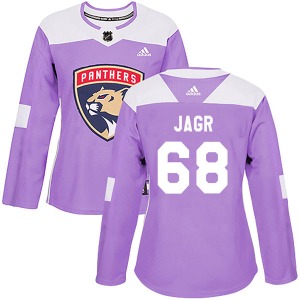 Authentic Adidas Women's Jaromir Jagr Purple Fights Cancer Practice Jersey - NHL Florida Panthers