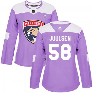 Authentic Adidas Women's Noah Juulsen Purple Fights Cancer Practice Jersey - NHL Florida Panthers