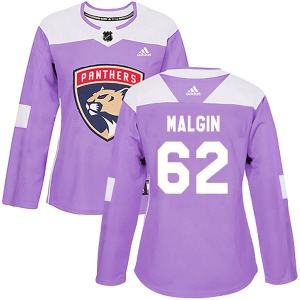 Authentic Adidas Women's Denis Malgin Purple Fights Cancer Practice Jersey - NHL Florida Panthers