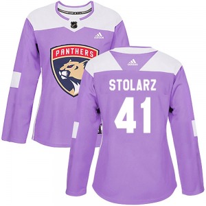 Authentic Adidas Women's Anthony Stolarz Purple Fights Cancer Practice Jersey - NHL Florida Panthers