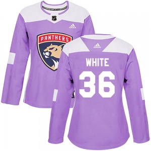 Authentic Adidas Women's Colin White Purple Fights Cancer Practice Jersey - NHL Florida Panthers