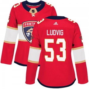 Authentic Adidas Women's John Ludvig Red Home Jersey - NHL Florida Panthers