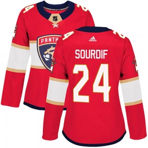 Authentic Adidas Women's Justin Sourdif Red Home Jersey - NHL Florida Panthers