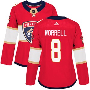 Authentic Adidas Women's Peter Worrell Red Home Jersey - NHL Florida Panthers