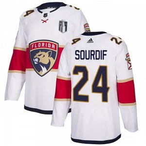 Authentic Adidas Youth Justin Sourdif White Away 2023 Stanley Cup Final Jersey - NHL Florida Panthers
