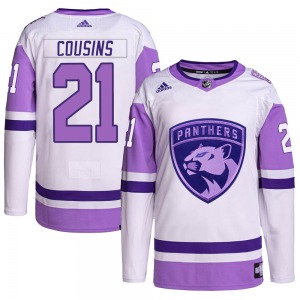 Authentic Adidas Adult Nick Cousins White/Purple Hockey Fights Cancer Primegreen Jersey - NHL Florida Panthers