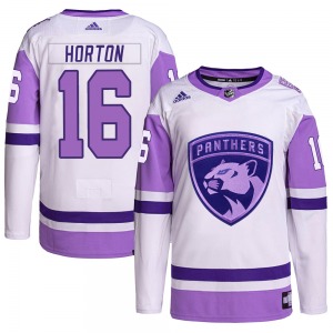 Authentic Adidas Adult Nathan Horton White/Purple Hockey Fights Cancer Primegreen Jersey - NHL Florida Panthers