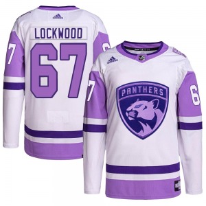 Authentic Adidas Adult William Lockwood White/Purple Hockey Fights Cancer Primegreen Jersey - NHL Florida Panthers