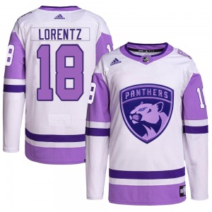 Authentic Adidas Adult Steven Lorentz White/Purple Hockey Fights Cancer Primegreen Jersey - NHL Florida Panthers