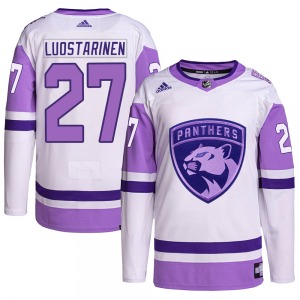 Authentic Adidas Adult Eetu Luostarinen White/Purple Hockey Fights Cancer Primegreen Jersey - NHL Florida Panthers