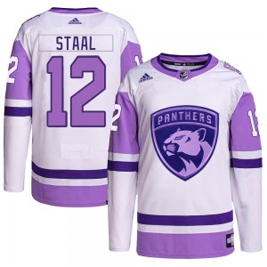 Authentic Adidas Adult Eric Staal White/Purple Hockey Fights Cancer Primegreen Jersey - NHL Florida Panthers