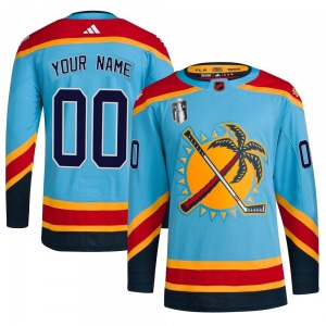 Authentic Adidas Youth Custom Light Blue Custom Reverse Retro 2.0 2023 Stanley Cup Final Jersey - NHL Florida Panthers