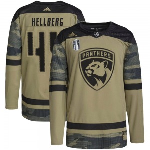 Authentic Adidas Adult Magnus Hellberg Camo Military Appreciation Practice 2023 Stanley Cup Final Jersey - NHL Florida Panthers