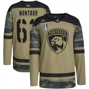 Authentic Adidas Adult Brandon Montour Camo Military Appreciation Practice 2023 Stanley Cup Final Jersey - NHL Florida Panthers