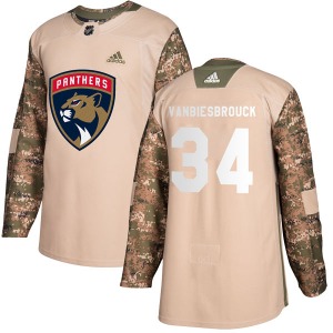 Authentic Adidas Adult John Vanbiesbrouck Camo Veterans Day Practice Jersey - NHL Florida Panthers