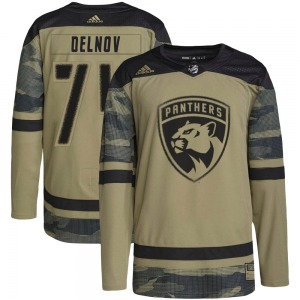 Authentic Adidas Youth Alexander Delnov Camo Military Appreciation Practice Jersey - NHL Florida Panthers