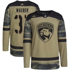 Authentic Adidas Youth Ludovic Waeber Camo Military Appreciation Practice Jersey - NHL Florida Panthers