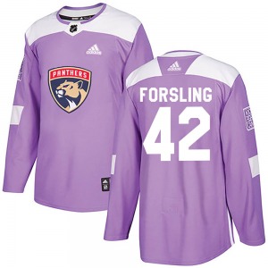Authentic Adidas Adult Gustav Forsling Purple Fights Cancer Practice Jersey - NHL Florida Panthers