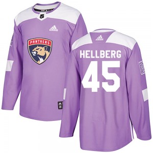 Authentic Adidas Adult Magnus Hellberg Purple Fights Cancer Practice Jersey - NHL Florida Panthers