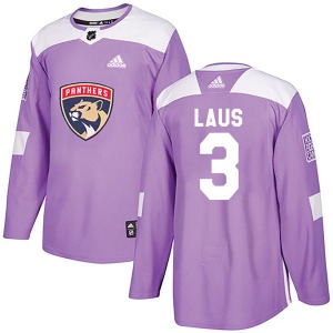 Authentic Adidas Adult Paul Laus Purple Fights Cancer Practice Jersey - NHL Florida Panthers