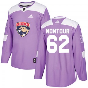 Authentic Adidas Adult Brandon Montour Purple Fights Cancer Practice Jersey - NHL Florida Panthers