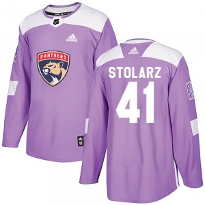 Authentic Adidas Adult Anthony Stolarz Purple Fights Cancer Practice Jersey - NHL Florida Panthers