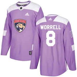 Authentic Adidas Adult Peter Worrell Purple Fights Cancer Practice Jersey - NHL Florida Panthers