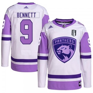 Authentic Adidas Youth Sam Bennett White/Purple Hockey Fights Cancer Primegreen 2023 Stanley Cup Final Jersey - NHL Florida Pant