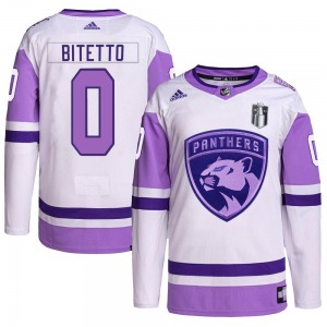 Authentic Adidas Youth Anthony Bitetto White/Purple Hockey Fights Cancer Primegreen 2023 Stanley Cup Final Jersey - NHL Florida 