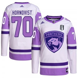 Authentic Adidas Youth Patric Hornqvist White/Purple Hockey Fights Cancer Primegreen 2023 Stanley Cup Final Jersey - NHL Florida