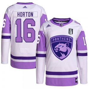 Authentic Adidas Youth Nathan Horton White/Purple Hockey Fights Cancer Primegreen 2023 Stanley Cup Final Jersey - NHL Florida Pa
