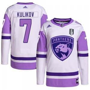 Authentic Adidas Youth Dmitry Kulikov White/Purple Hockey Fights Cancer Primegreen 2023 Stanley Cup Final Jersey - NHL Florida P