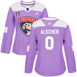 Authentic Adidas Women's Marek Alscher Purple Fights Cancer Practice 2023 Stanley Cup Final Jersey - NHL Florida Panthers