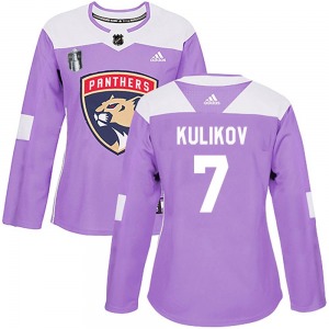 Authentic Adidas Women's Dmitry Kulikov Purple Fights Cancer Practice 2023 Stanley Cup Final Jersey - NHL Florida Panthers