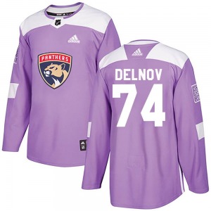 Authentic Adidas Youth Alexander Delnov Purple Fights Cancer Practice Jersey - NHL Florida Panthers