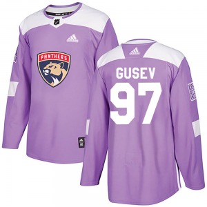Authentic Adidas Youth Nikita Gusev Purple Fights Cancer Practice Jersey - NHL Florida Panthers