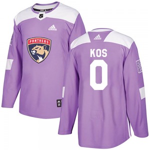 Authentic Adidas Youth Jakub Kos Purple Fights Cancer Practice Jersey - NHL Florida Panthers