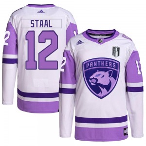 Authentic Adidas Adult Eric Staal White/Purple Hockey Fights Cancer Primegreen 2023 Stanley Cup Final Jersey - NHL Florida Panth
