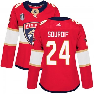 Authentic Adidas Women's Justin Sourdif Red Home 2023 Stanley Cup Final Jersey - NHL Florida Panthers