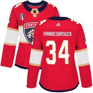 Authentic Adidas Women's John Vanbiesbrouck Red Home 2023 Stanley Cup Final Jersey - NHL Florida Panthers