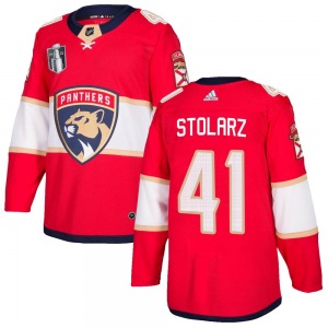 Authentic Adidas Youth Anthony Stolarz Red Home 2023 Stanley Cup Final Jersey - NHL Florida Panthers