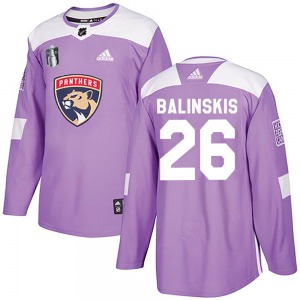 Authentic Adidas Adult Uvis Balinskis Purple Fights Cancer Practice 2023 Stanley Cup Final Jersey - NHL Florida Panthers