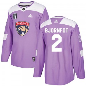 Authentic Adidas Adult Tobias Bjornfot Purple Fights Cancer Practice 2023 Stanley Cup Final Jersey - NHL Florida Panthers