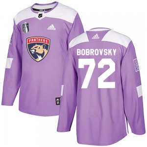 Authentic Adidas Adult Sergei Bobrovsky Purple Fights Cancer Practice 2023 Stanley Cup Final Jersey - NHL Florida Panthers