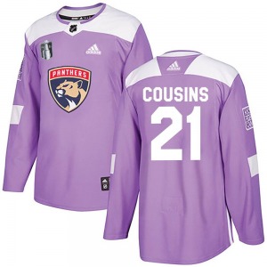 Authentic Adidas Adult Nick Cousins Purple Fights Cancer Practice 2023 Stanley Cup Final Jersey - NHL Florida Panthers