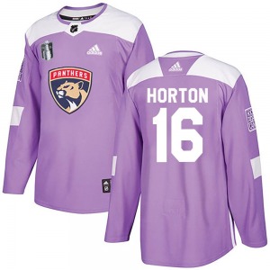 Authentic Adidas Adult Nathan Horton Purple Fights Cancer Practice 2023 Stanley Cup Final Jersey - NHL Florida Panthers